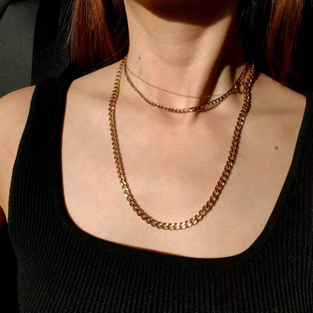 14k Gold-Plated Stainless Steel Curb Chain Necklace